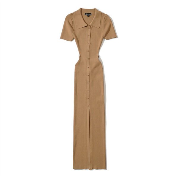 Women's Lapel Front Slit Dress - Image 9