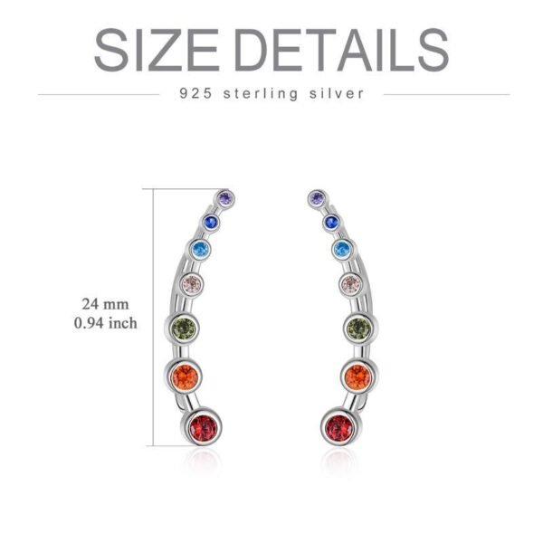 925 Sterling Silver Rainbow Chakra Earrings Yoga Jewelry for Women Girls - Image 5