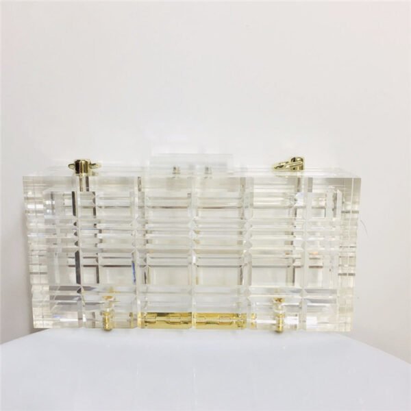 Rectangle Check Transparent Acrylic Dress Bag - Image 2