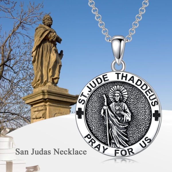 925 Sterling Silver Saint Jude Pendant Necklace - Image 6