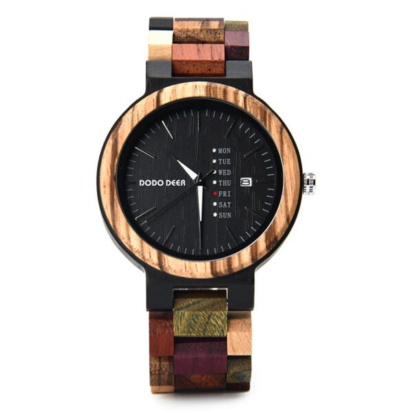 Wood Couple's European And American Style Calendar Watch - Image 3