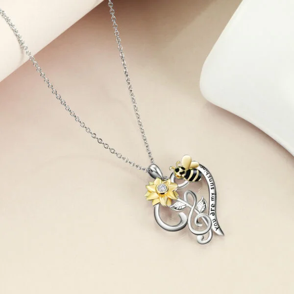 Bee Necklace Sterling Silver Sunflower Necklace You Are My Sunshine Sunflower Flower Pendant Jewelry for Women - Image 5