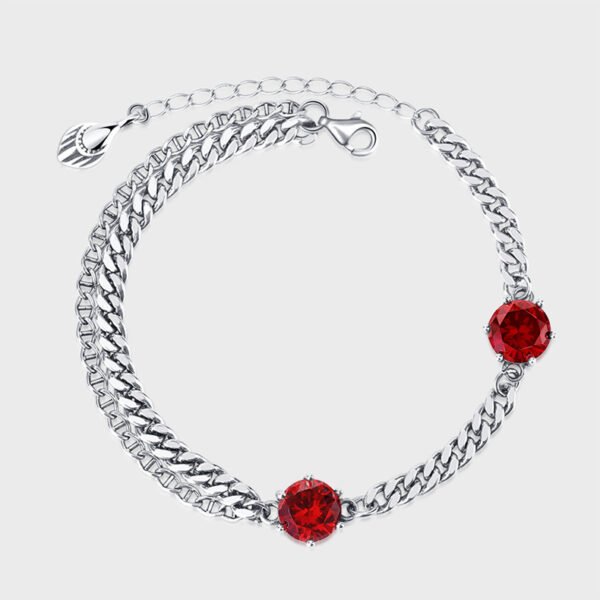 925 Sterling Silver Zircon Chain Double Layer Bracelet Female - Image 5