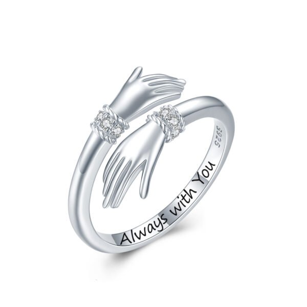 925 Sterling Silver Adjustable Come To My Arm Inspirational Encourage Hand Open Thumb Ring - Image 5