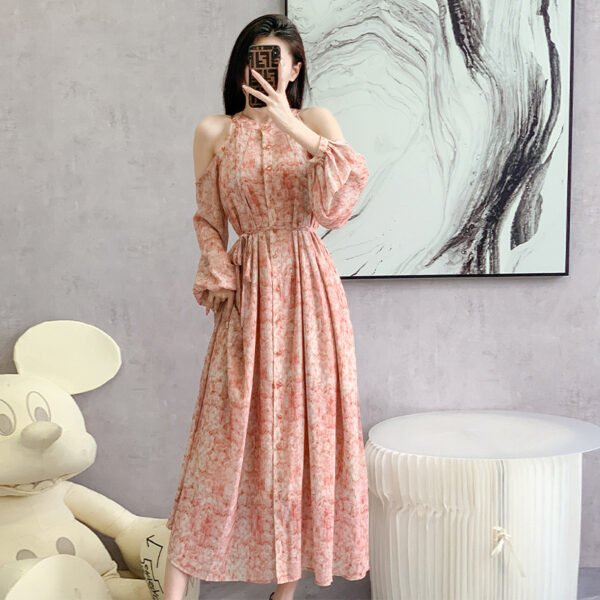 Women's Floral Dress Sweet Long Sleeve - Image 5