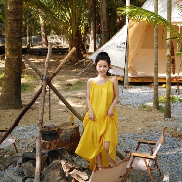 Beach Photo Shoot Super Fairy Yellow Suspender Dress