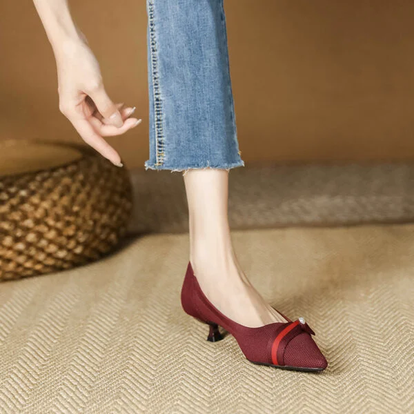 Woven Low-cut Pointed-toe Stilettos Knitted Shoes - Image 9