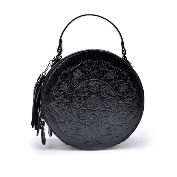 Women's Retro Round Leather Crossbody Bag - Image 3