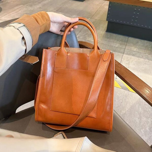 Women's Genuine Leather Crossbody Tote Handbag - Image 4