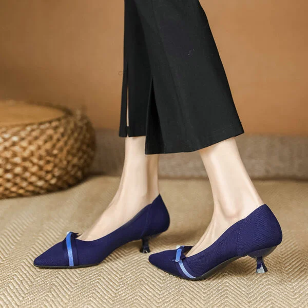 Woven Low-cut Pointed-toe Stilettos Knitted Shoes - Image 8