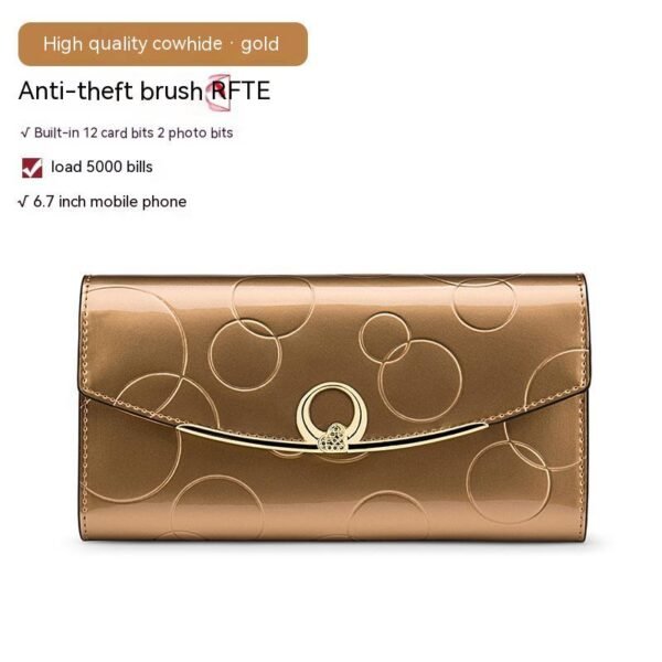 Women's Real Leather Long Large Capacity Wallet Clutch Bag - Image 3