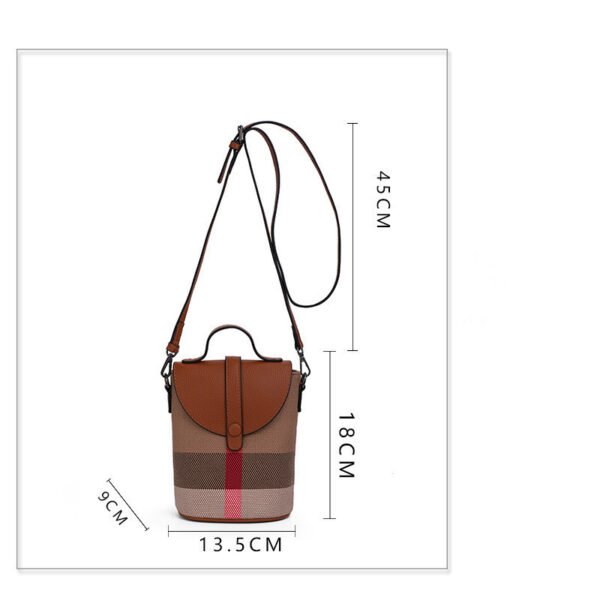 Women's Graceful And Fashionable Leather Plaid Crossbody Shoulder Bag - Image 7