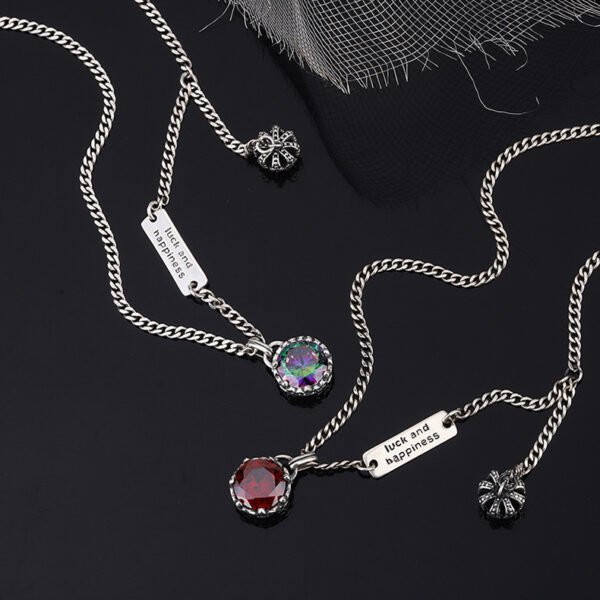 925 Sterling Silver Crown Retro Necklace Women's Brand Letter Small Design High Level - Image 2