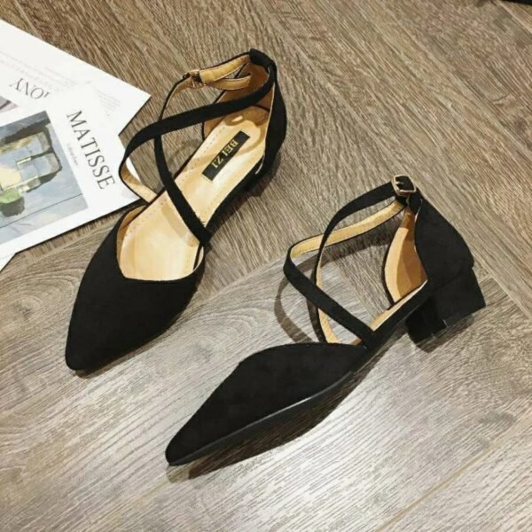 Women's Flat Bottomed Pointed Toe Versatile Cross Tie Single Shoes - Image 2