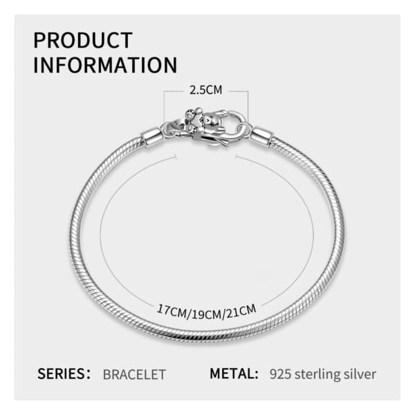 S925 Sterling Silver Silver Love Bear Lobster Buckle Accessories DIY Bracelet Buckle - Image 4