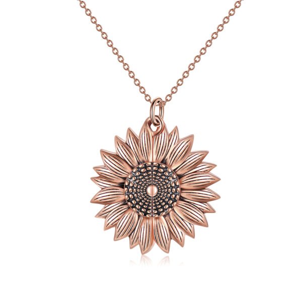 925 Sterling Silver Sunflower Photo Locket Necklace You Are My Sunshine Engraved Pendant - Image 5