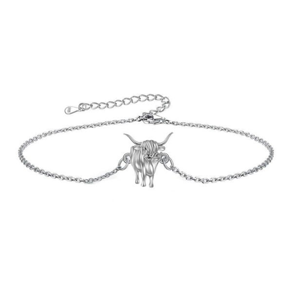 925 Sterling Silver Highland Cow Anklet Braclet Animal Jewelry Gifts - Image 6