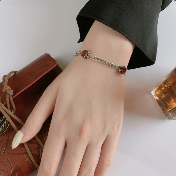 925 Sterling Silver Zircon Chain Double Layer Bracelet Female - Image 3