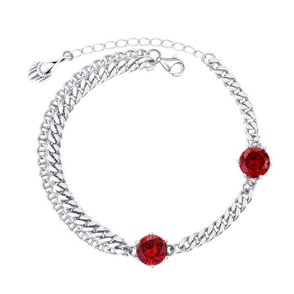 925 Sterling Silver Zircon Chain Double Layer Bracelet Female - Image 4