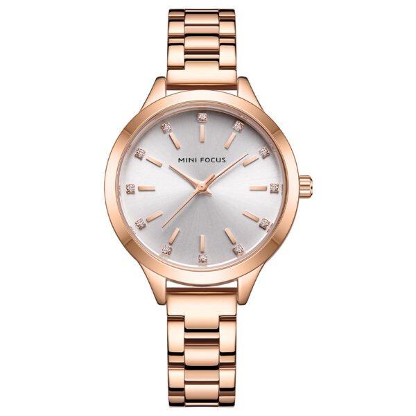 Women's Waterproof Solid Steel Strap Rhinestone Simple Watch - Image 7