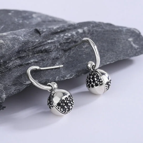 925 Sterling Silver Wishing Ball Small Design Zircon Earrings