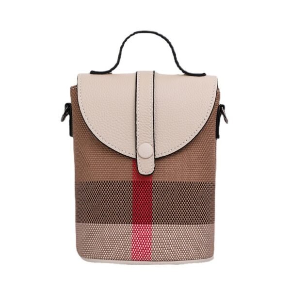 Women's Graceful And Fashionable Leather Plaid Crossbody Shoulder Bag - Image 3