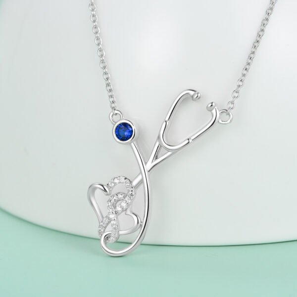 925 Sterling Silver Stethoscope Nurse Necklace - Image 4