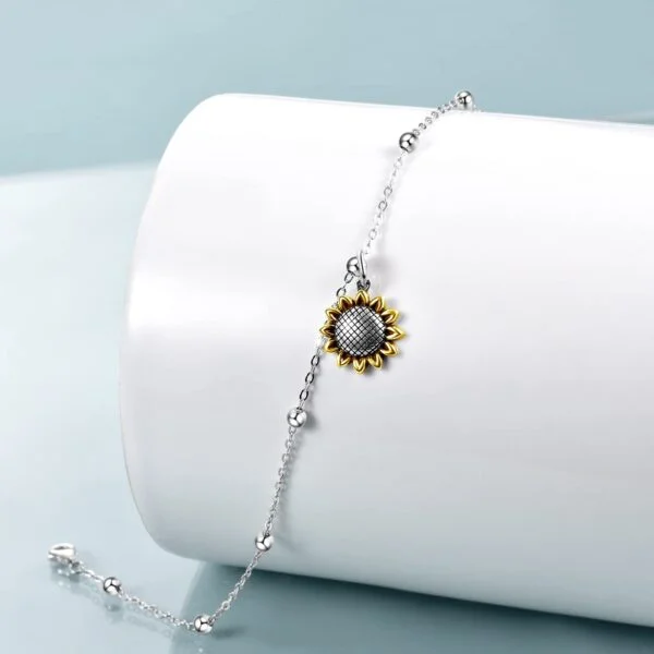 Beads Anklet Sterling Silver Sunflower Ankle Bracelets Jewelry for Women Girls Gifts - Image 3