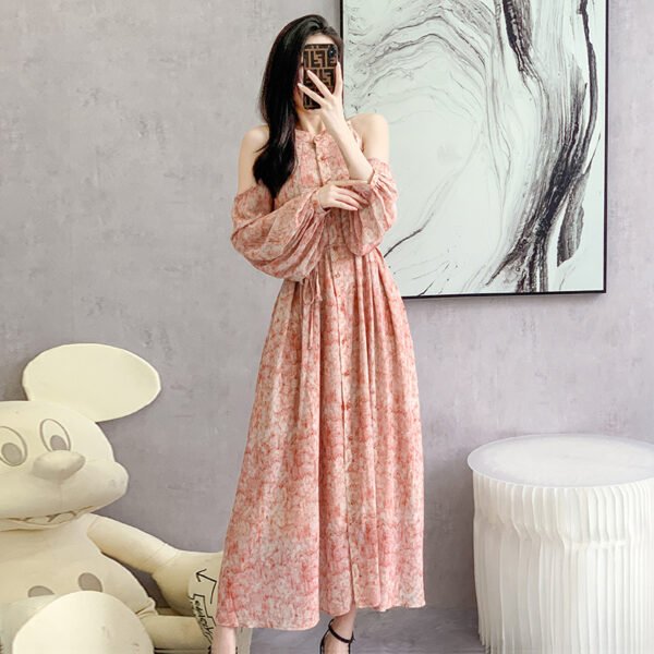 Women's Floral Dress Sweet Long Sleeve - Image 4