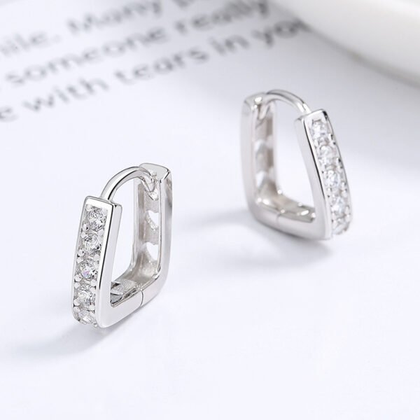 925 Sterling Silver U-shaped Row Diamond Earrings Female Fashion Love Hollow Earrings Personality Design Ins Temperament Earrings - Image 2