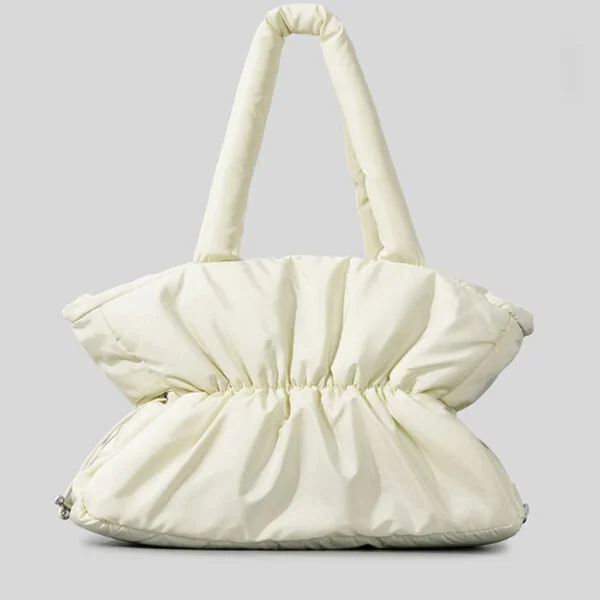 Autumn And Winter Pleated Cotton Filled Large Capacity Handbag For Women - Image 4