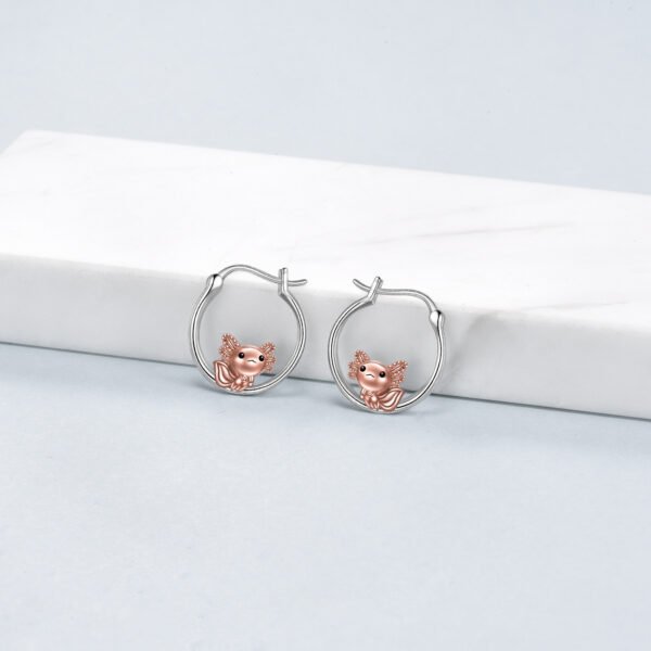 Axolotl Hoop Earrings for Women 925 Sterling Silver Axolotl Jewelry - Image 2