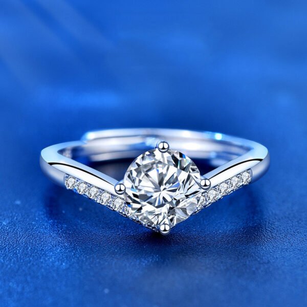 925 Sterling Silver Princess Crown 1 Carat Moissanite Ring - Image 3