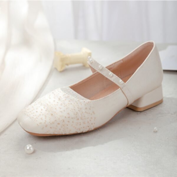 Women's Low Heel Pearl Fairy Country Style Mary Jane Cheongsam Shoes