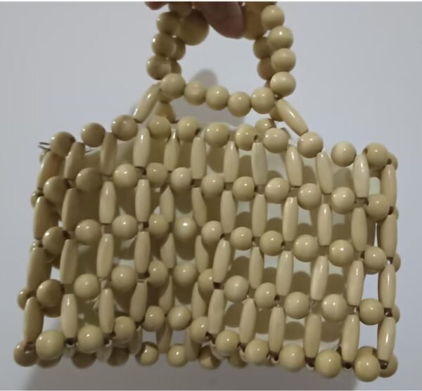 Woven Girl From Natural Wood Beads Handbag - Image 7