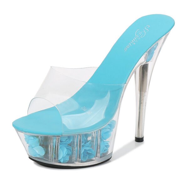 Women's High Heel Slippers With Crystal Sole - Image 7