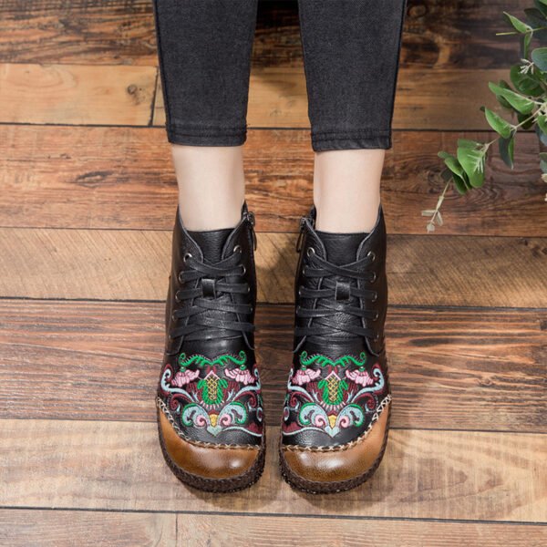 Women's Non-slip Flat Heel Lace-up Low-top Boots - Image 2