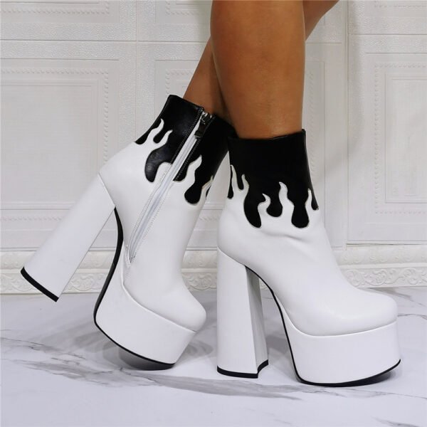 Women's Platform Flame Thick High-heeled Large Size Short Boots - Image 3