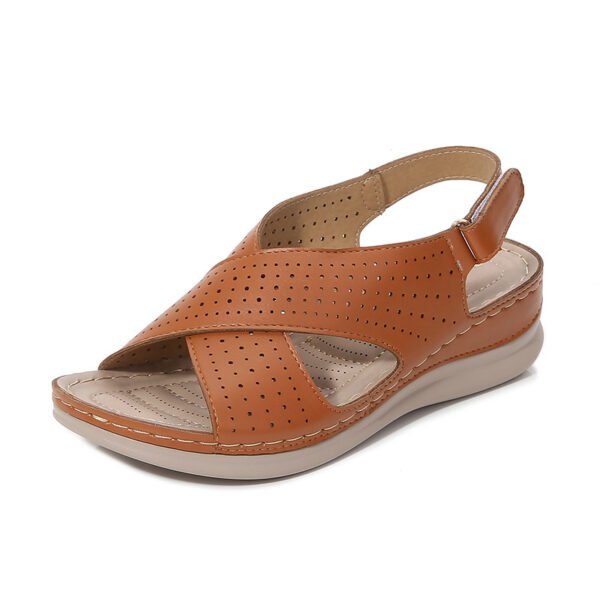 Women's Wedge Breathable Velcro Cutout Sandals - Image 4