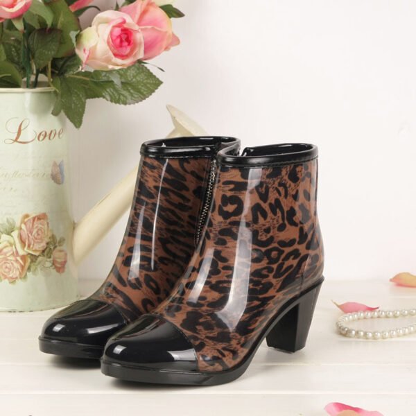 Women's Non-slip Mid-to-low Tube High-heeled Rain Boots - Image 3