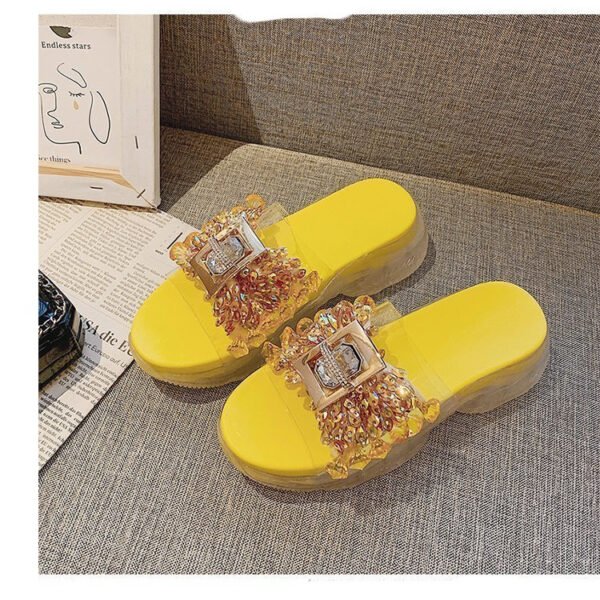 Women's Platform Flat Sandals With Rhinestones - Image 2