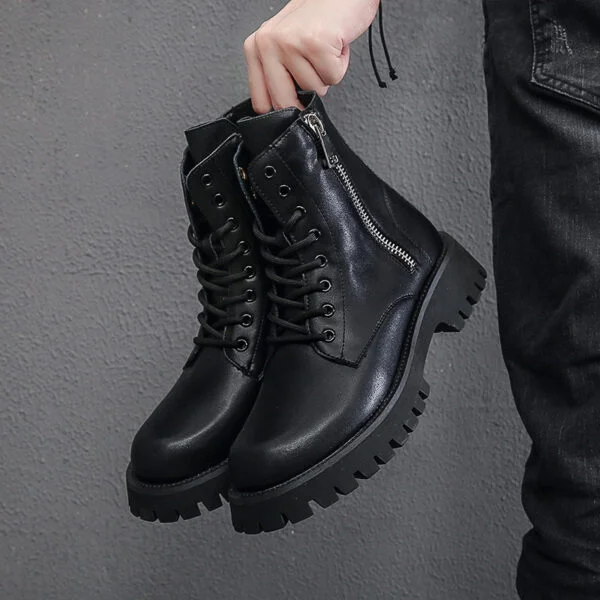 Autumn And Winter New Thick Sole Outdoor Zip 8 Holes Boots - Image 3