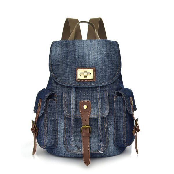 Backpack Retro Denim Backpack Female Drawstring Drawstring Pocket - Image 4