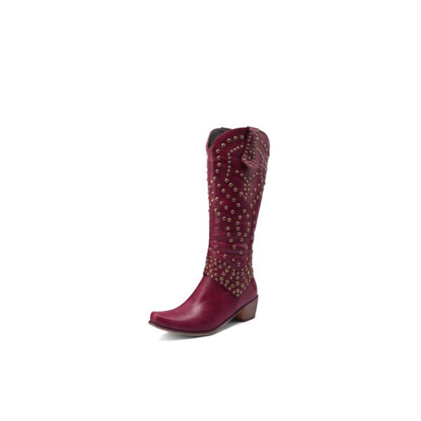 Autumn And Winter Metal Rivet Thick Heel Women's High Boots - Image 4