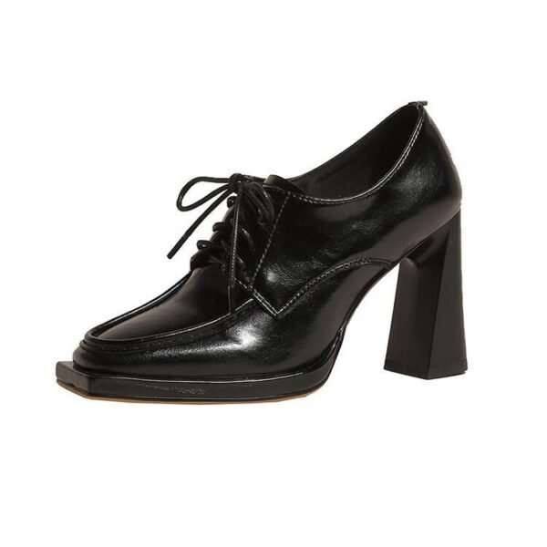 Women's Patent Leather Chunky Heel Platform Shoes - Image 6