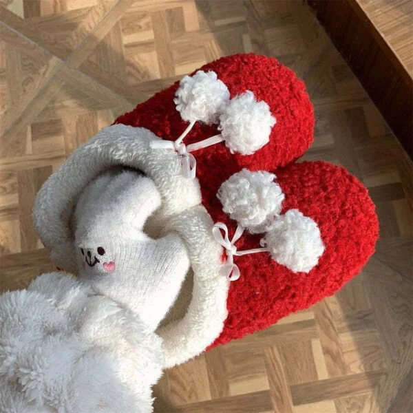 Women's Winter New Korean Fashion Home Non Slip Warm Plush Shoes