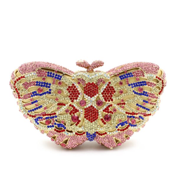 Women's Handmade Diamond Butterfly Shaped Chain Clutch - Image 8