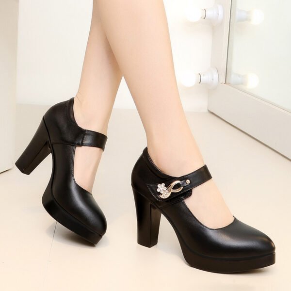 Women's Faux Leather High Heels - Image 4