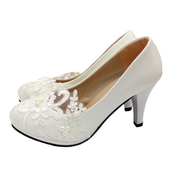 Women's Lace White Wedding Shoes - Image 8