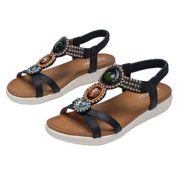 Boho Ethnic Anti-Slip Beaded Elastic Sandals - Image 6